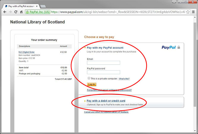 Step 4 of order checkout process: PayPal payment screen